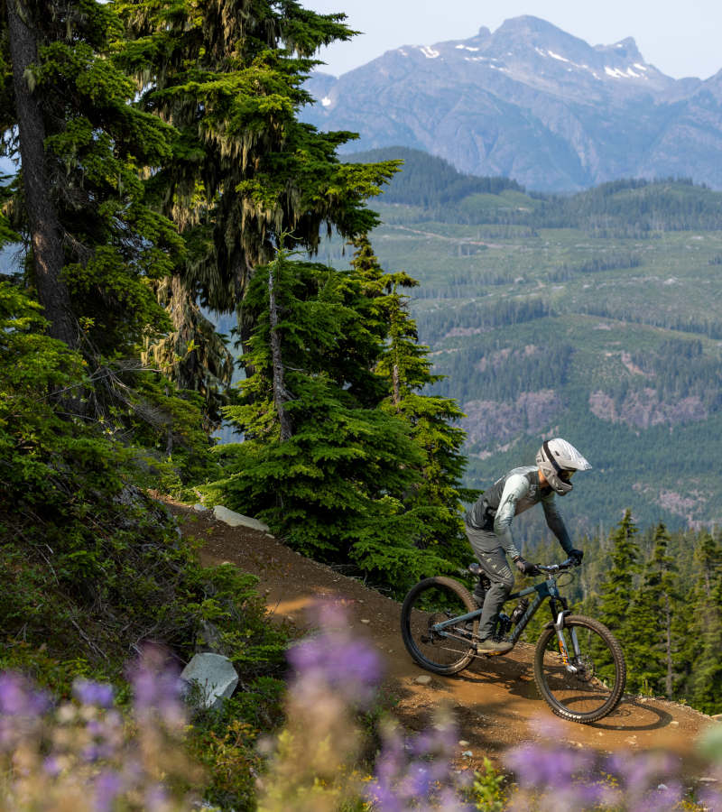 Rider on the Mount Washington Bike Park trails