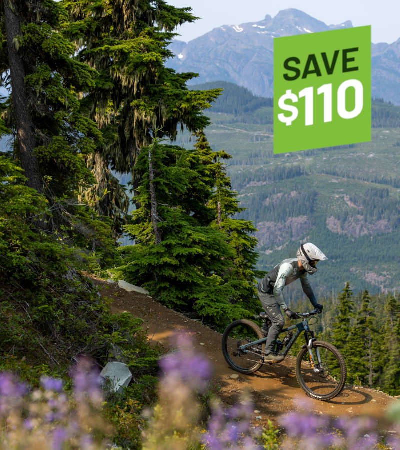 Rider on the Mount Washington Bike Park trails
