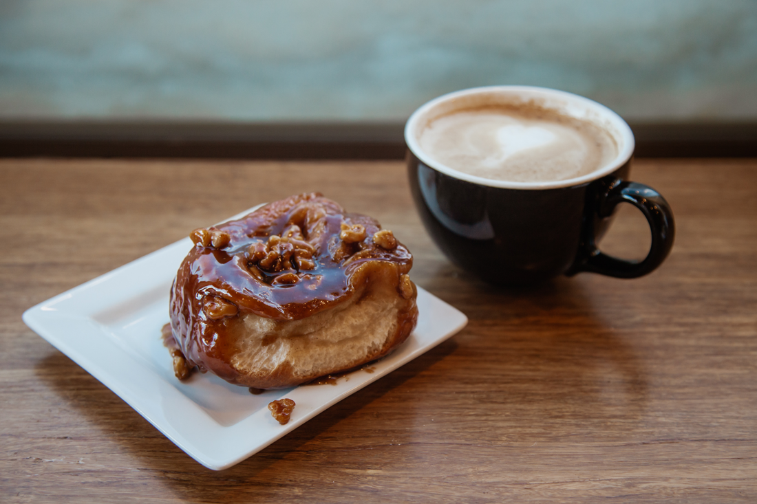 Cinnamon bun latte at Raven Cafe