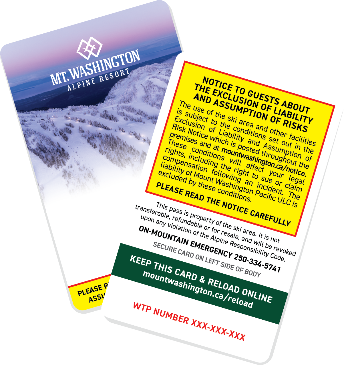 Reload your RFID season pass card — locate your WTP number
