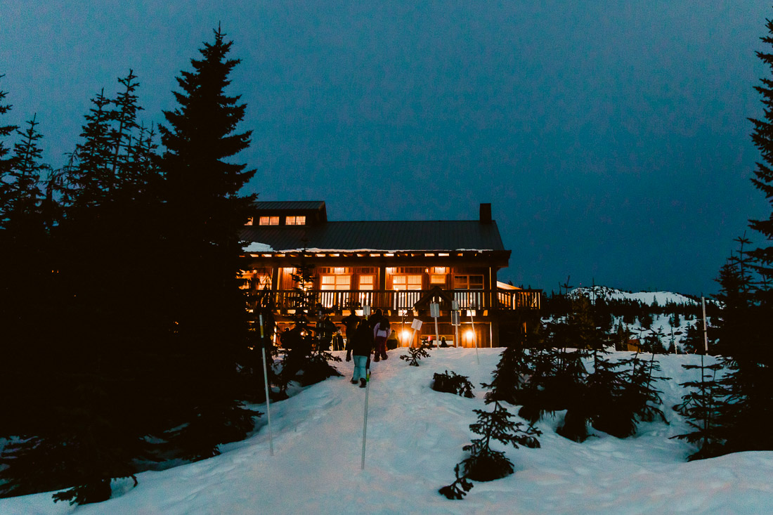 Snowshoe fondue at Raven Lodge